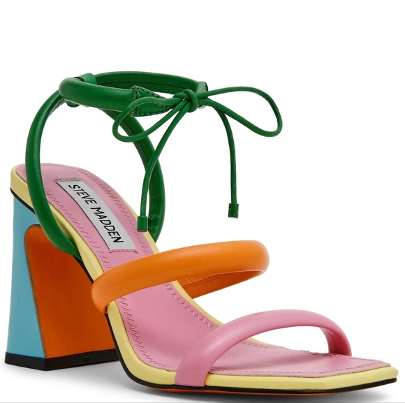 Steve Madden Women's Punctual Colorblock Leather Strappy Sandals Size 7 - Picture 5 of 7